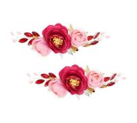 MOBUTOFU 2pcs Pink Peony Flower Crown Headband Bridal Hair Accessories with Realistic Material and Lightweight Comfort for Wedding and Prom