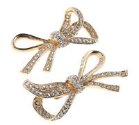 MOBUTOFU 2pcs Removable Shoe Buckle Clips for Women, Elegant Rhinestone Bow Design with Zinc Alloy and Diamond Material, Versatile Styling for Bridal and Party Shoe Decoration Accessories