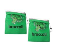 MOBUTOFU 2pcs Reusable Produce Drawstring Bag with Aluminium Lining, Green | Wide Opening, Thickened Polyester Construction, Quick Visibility, for Bulky Fruit and Zucchini in Kitchen