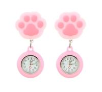 MOBUTOFU 2pcs Silicone Cat Paw-Shaped Nurse Fob Watch with Easy to Use Clip-on Hanging Design, View Pocket Watches for Doctors and Nursing Students, Graduation Week