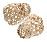 MOBUTOFU 2Pcs Small Bamboo Lampshade Set, Mini Pendant Lamp Shade Woven Bamboo Cage, Ceiling Light Shade for Home Decoration and Living Room Lighting