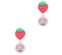 MOBUTOFU 2pcs Strawberry Pocket Watch for Women Stylish Nurse Student Stop Watch Cartoon Design Quality Material