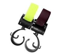 MOBUTOFU 2pcs Stroller Hanging Hooks with Hook and Loop Strap, Multi-Functional Heavy Duty Stroller Attachment Clips for Pram, Scooter, Diaper and Shopping Bags, Green and Brown