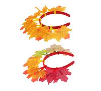 MOBUTOFU 2pcs Thanksgiving Hair Hoop Lightweight Maple Leaf Headbands with Vibrant Autumn Colors for Women Fall Party Photo Props and Festive Holiday Celebrations