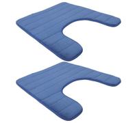 MOBUTOFU 2pcs U Shaped Toilet Mat Plush Coral Fleece Non Slip Contour Rug | Extra Dense Fiber Layer, Reinforced Edging, Drip Control, Stable Placement on Wet Floors
