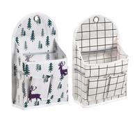MOBUTOFU 2pcs Wall Hanging Storage Bags Cotton Linen Door Back Storage Pouch with Multi-Pocket Design and Neat Sewing for Home and Sofa Organizing