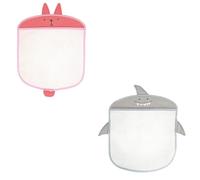 MOBUTOFU 2pcs White Mesh Hanging Storage Bags with Suction Cups, Lightweight PVC Material Organiser for Clothing and Dolls, for Boys and Girls Room or Bedroom Use
