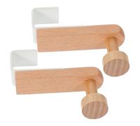 MOBUTOFU 2pcs Wooden Door Hooks Nail Free Installation Space Saving Design Flexible Over Door Hooks for Hanging Clothes Towels Simple Structure Wood and Iron Overcoat Racks