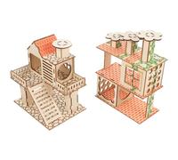 MOBUTOFU 2pcs Wooden Hamster House Villa for Small Hedgehog Nest
