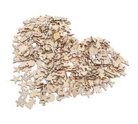 MOBUTOFU 300pcs Wood Pieces Unfinished Wood Crafts Blank Xmas Cutouts Khaki Smooth Multi-Purpose Wooden Decorations for Christmas Tree Craft Project