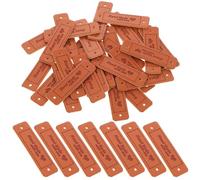 MOBUTOFU 30pcs Handmade Leather Tags for Bags and Shoes Brown Pu