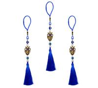 MOBUTOFU 3pcs Blue Owl Tassel Pendant Set for Car Ornaments and Home Decoration, Alloy Material with Glaze, Versatile Tassel Accessory to Stress and Enhance Key Chains