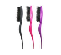 MOBUTOFU 3pcs Curly Hair Comb with Three Rows Boar Bristles Ergonomic Scalp Massager for Women Detangles Knots Gently Random Color Hair Accessories for Daily Styling