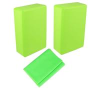 MOBUTOFU 3Pcs Dance Auxiliary Tools Set 2 High-Density Foam Yoga Blocks and 1.5M 18Lb Resistance Pull Strap, Green, Beginner Support for Ballet and Home Practice