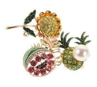 MOBUTOFU 3pcs Fruit Grape Brooch Set Rhinestone Pearl Brooch Pins Cute Watermelon Sunflower Lapel Pin for Women Girls Party Jewelry
