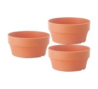 MOBUTOFU 3pcs Japanese Style Round Plastic Flower Pots with Drainage Small Bonsai Planters for Indoor Outdoor Succulents and Small Plants Lightweight Garden Containers in Orange