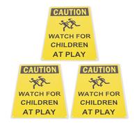 MOBUTOFU 3pcs Playing Safety Signs Metal Road Signs for Drivers and Young Pedestrians with Strong Visual Impact in Schools and Neighborhoods Yellow Iron Caution