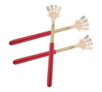 MOBUTOFU 3pcs Portable Stainless Steel Back Scratcher Set with Telescoping Extendable Design for Itch Relief and Massage, Red Colour, Excellent Craftsmanship and Delicate Design for Home