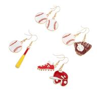 MOBUTOFU 4 Pair Fun Dangle Jewelry with Bat Hat Charms Lightweight Durable Teens Baseball Fans Moms for Casual Sporty Outfits