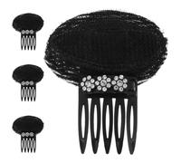 MOBUTOFU 4 Pcs Rhinestone Hair Clip Women Hair Comb Volume Boost Black Metal Polyester Resin for Daily Life and Parties