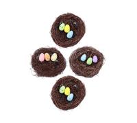 MOBUTOFU 4 Sets Easter Artificial Bird Nests with Eggs Realistic Appearance and Delicate Design Synthetic Material Easter Props for Festival Scene Decor