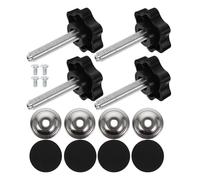 MOBUTOFU 4 Sets Star Knobs with Bolt Replacement Kit Featuring Non-Slip Comfortable Hand Grip and Ergonomic Design for Boards and Shop-Built Jigs, Plastic and Iron Material, M8