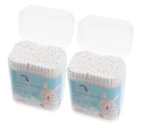 MOBUTOFU 400pcs Cotton Swabs with Double-head round Tips, Multipurpose Safety Buds for Ears and Fingers, Made of Soft Cotton and Paper, for Daily Grooming and Delicate Cleaning