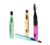 MOBUTOFU 4in1 with Eyeshadow Lip for Women Portable Travel Makeup Brush Set Nylon Makeup Brushes Easy to Store for On-the-go Touchups