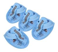 MOBUTOFU 4pcs Blue Mesh Cotton Dog Sandal with Anti-slip Sole, Protects Paws from Hot Pavement, for Summer Deck Use, Lightweight and Breathable Pet Shoes for Dogs