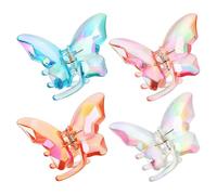 MOBUTOFU 4pcs Butterfly Hair Clips for Women, Strong Non-slip Claw Clips with Sturdy Plastic Material, Colourful Aesthetic Design for Daily Styling and Occasion