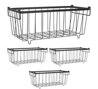MOBUTOFU 4Pcs Freezer Storage Organizer Bins Wire Metal Baskets with Handles for Refrigerator and Kitchen Pantry Food Sorting and Space Saving