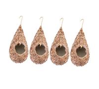 MOBUTOFU 4pcs Handwoven Artificial Bird Nest for Birds Natural Straw Weaving for Balcony and Garden Comfortable Breeding Habitat for Canaries Parrots and Larks