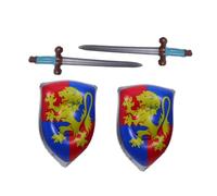 MOBUTOFU 4pcs Inflatable Swords and Shields Set for Lightweight PVC Knight Costume Props with Rounded Edges Safe and Medieval Cosplay Accessories for Halloween and Party Fun