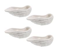 MOBUTOFU 4pcs Japanese Ceramic Oyster Shell Plate, White, 5.1x3.4 Inch
