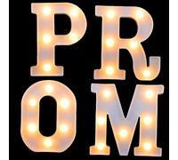 MOBUTOFU 4pcs LED Letter Light for Prom Party Decor Battery Operated Letter Lamp Sign for Graduation Decor and Aesthetic Wall Decoration