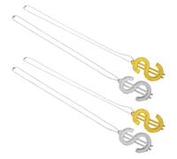 MOBUTOFU 4pcs Money Sign Necklace Plastic Costume Chain for Dress | Lightweight Wear, Unique Design, Interactive Play, Carnival and Masquerade Accessory, Four Pieces Included