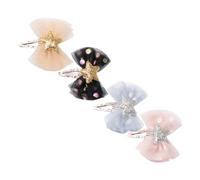 MOBUTOFU 4pcs Polka Dot Hairpin Bow Hair Clip for Girls Little Girl Hair Accessories Mesh Veil Bow Decor