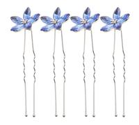 MOBUTOFU 4pcs Rhinestone Hair Pins U Shaped Alloy Hair Clips Blue Shining Elegant Fashionable Multiple Ways to Wear Formal Occasions Parties