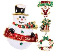 MOBUTOFU 4pcs Set Christmas Rhinestone Brooch Pins for Women, Alloy Material with Shining Look, Suitable for Daily Wear and Party Costumes, for Bags and Sweaters
