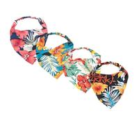 MOBUTOFU 4pcs Women Hair Bandanas Floral Elastic Triangle Scarves Boho Style Cotton Blend Headwraps for Casual and Outdoor Use