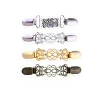 MOBUTOFU 4pcs Women Sweater Clips Alloy Hollow Diamond Brooches, Easy to Use and Elegant Sweaters Connection Clips for Collars and Jackets, for Formal and Casual Occasions