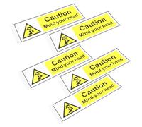 MOBUTOFU 5pcs Caution Low Ceiling Warning Stickers Watch Your Head Safety Signs Self Adhesive Paper Material Easy Application for Shops and Offices