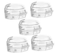 MOBUTOFU 5pcs Child Proof Gas Stove Knob Covers Blind Buckle Design Lightweight Ps Material and Elegant White Protective Guard for Baby Kitchen Safety