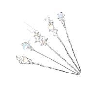 MOBUTOFU 5pcs Decorative Moon Shaped Hair Pins in Silver Alloy and Adults, Secure Hold Hair Accessories for Weddings and Formal Events with Vintage Chinese Hanfu Style