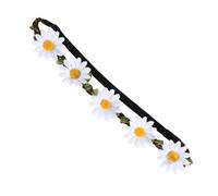 MOBUTOFU 5pcs Hawaiian Flower Headband Set White Sunflower Wreaths Handcrafted Leather Bohemia Style Hair Accessories Fits Most Heads for Tropical Beach Theme Party