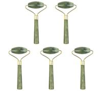 MOBUTOFU 5pcs Jade Eye Massager Set Lightweight Facial Rollers for Anti-Aging Skin Care Tool, Natural Green Jade Face Roller for Travel Use to Make Face Look Younger and Reduce Puffiness