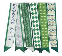 MOBUTOFU 5pcs Printed Hair Scarf and Bag Strap Wrap Set Long Thin Polyester Handbag Scarf Geometric Floral and Pop Patterns Lightweight Neck for Women’s Fashion Bag Strap Embellishment