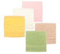 MOBUTOFU 5pcs Pure Cotton Soft Face Towels for Babies and, Absorbent Square Handkerchiefs for Saliva Wipes and Bath Rags, Multi-Color Washcloths for Daily Supplies