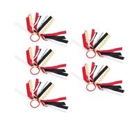 MOBUTOFU 5pcs Softball Hair Ties with Ribbon Streamers for Women and Cheerleaders, Comfortable Fit and Prevents Slipping, Smooth Cloth Material, for Athletic Activities and Game Day