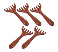 MOBUTOFU 5pcs Wooden Scalp Massager Brush Comb with Six Claws, Ergonomic Handle and Rounded Tips, Natural Wood Material, Easy to Wash and Antislip Comfort for Spa Massager Routines and Self